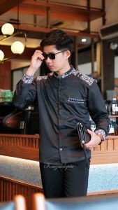 Baju Koko Elrumi Lengan Panjanng Bahan Katun Toyobo Great A Kombinasi Batik