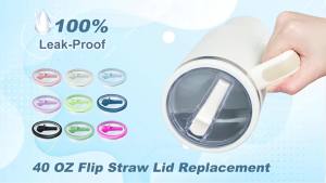 2 Pcs Tumbler Flip Straw Lid Replacement fit for 40 oz Stanley Quencher Cup Leak-Proof Covers Perfect Fit for Stanley Travel Tumbler