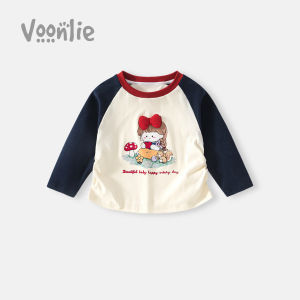 VOONLIE | Áo thun dài tay lót nỉ cho bé gái Thu Đông