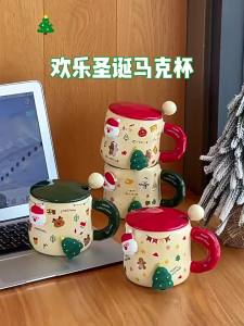 Magnetic Cartoon Attractive Ceramic Cup With Lid and Spoon