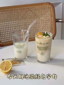 Matcha Milk Cup Cofee Art Cup Design INS Style Aesthetic Cup | Cawan Susu Matcha Kopi  INS Estetika Cawan Transparent