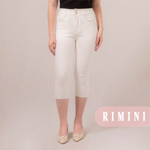 RIMINI - Celana Jeans Putih Wanita Elegan Stretch Premium Double Button Unfinished Size 26-33 - Glenda Pants 5193