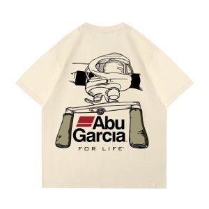 Pure Cotton American Retro Style Short Sleeve T-Shirt for Men Summer Casual Wear Fishing Culture Shirt Youth Fashion Trend