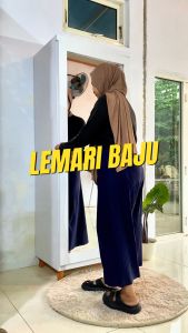Adapta - Lemari Baju Kaca Warna Putih HPL Dengan Storage Bawah - Lemari Cermin Berdiri Pintu Swing