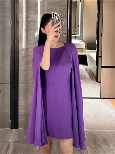 ชุดเดรสยาวคลุมเข่าทรงเอเอวกลางแขนยาวสีพื้น ชุดทำงานสไตล์เกาหลี ชุดทำงานผู้หญิง เดรสยาวคลุมเข่า