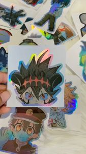 Stiker Hologram Asta black clover2 ukuran 7 cm