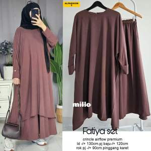 AL | Fatiya Oneset Rok Wanita / Setelan Tunik Jumbo dan Rok Crinkle Wanita / Oneset Oversize / Setelan Oversize