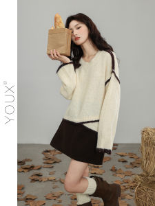 YOUXIANG | Áo Sweater Cổ Tròn Phong Cách Thoải Mái Chất Liệu Mềm Mại