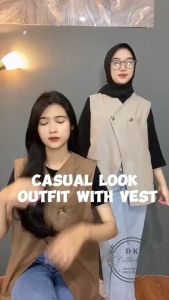 [FAEYZA.CLO]  NUNA VEST - OUTER BASIC KEKINIAN - ROMPI WANITA BAHAN LINEN RAMI ALL SIZE FIT TO L - INSTAN - COD