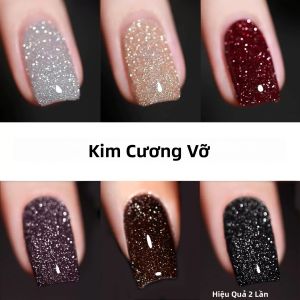 Bộ Sơn Móng Tay Dạng Gel Kim Cương Nghiền Mùa Thu 15ML - Màu Trắng Thanh Lịch Độ Bóng Cao Nhũ Sao 1-12PCS