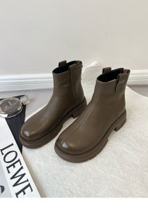 รองเท้าบูทเชลซีส้นเตี้ยสำหรับผู้หญิง ฤดูใบไม้ร่วง/ฤดูหนาว รองเท้าบูทมาร์ตินทรงหนา รองเท้าบูทเชลซีทรงบางสำหรับผู้หญิง รองเท้าบูทฤดูใบไม้ร่วง/ฤดูหนาว