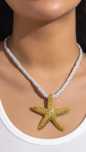 ร้านอยู่ที่ไทย สร้อยคอปลาดาว 46CM สไตล์โบฮีเมียน เครื่องประดับสําหรับผู้หญิง หรูหรา