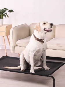 Lovinland Pet Bed Breathable Cooling Elevated Dog Comfortable Bed with Durable Metal Frame Washable Pet Camping Beds Waterproof Removable Kitten Standing Bed
