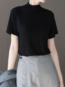 DVDK | Summer New Fashion T-Shirt Slim Fit Basic Half-High Collar
