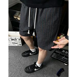 ZHUOCAN | Elegant Rainbow Stripe Knit Shorts 5-Inch
