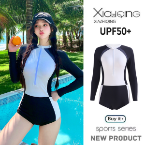 UPF50+ Full Body Sun Protection Swimming Suit Womens One-Piece Surfing Snorkeling Suit Long Sleeve Long Pants Jellyfish Suit Quick Dry Swimwear