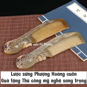Lược Sừng Phượng Hoàng tách 2 mặt đẹp làm quà (size: XL- 20cm) | Mỹ nghệ Hà Phương quà tặng ý nghĩa