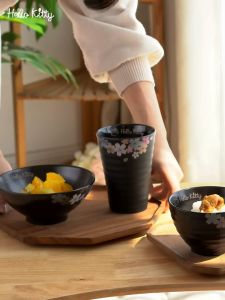 [SG Seller] Black Sakura Authentic HELLO KITTY HK Ceramic Tableware dishware Set Bowl Plate Gift Box