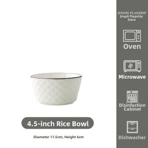JINGDITAOCI | Glazed Undercolor White Japanese Style Ceramic Tableware Dishes Bowls Chopsticks