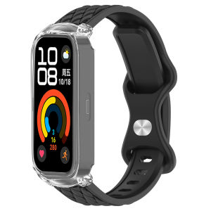 สายซิลิโคนสําหรับ Huawei Band 10/9/8 อุปกรณ์เสริมสร้อยข้อมือกีฬา pulseira correa + โปร่งใสสําหรับ Huawei Band 10 9 NFC/8 NFC