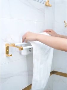 [SG Stock]White/Gold Bathroom Towel Rack  Toilet Rack Aluminum Shampoo Rack Tissue Holder Bathroom Accessories Set