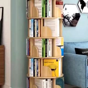 Simple Revolving Book Shelf Childrens Book Shelf Household Space Saving Landing Student Creative Storage Bookcase WE0C