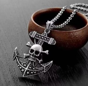 KALUNG TITANIUM RANTAI JANGKAR TENGKORAK AKSESORIS PRIA KEREN & TRENDY ANTI KARAT TERBAIK