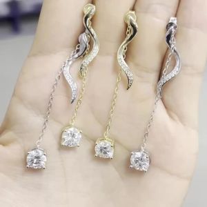 Pair of 925 Silver 1-Carat Moissanite Tassel Earrings for Women – Ideal for Parties or Gifting