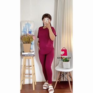 Shop4Her | TRIXIA Plain Maternity Long Back Top and Leggings for Women Pregnant Women Outfit
