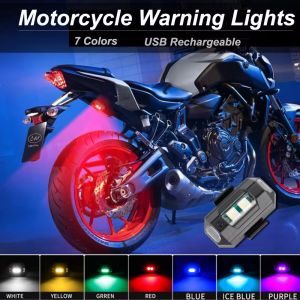 Universal LED Motorcycle Aircraft Strobe Lights Anti-collision Warning Light with USB Charging 7 Colors Turn Signal Indicator