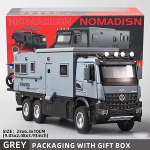 1:24 Benz Camper RV Motorhome Toy Model Car Diecast Pull Back Truck Toy Car Model with Sound and Light for Kids Boys Girls