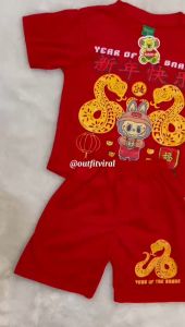 Setelan Kaos Lengan Pendek Edisi Imlek Buat Usia 1-10 Tahun Bahan Kaos Katun Combat