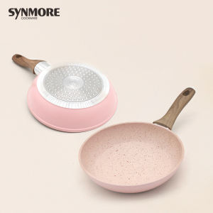 Chảo Chống Dính 16cm Vân Đá Cán Gỗ Cao Su Chống Nóng Cao Cấp Dùng Cho Mọi Loại Bếp