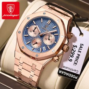 POEDAGAR Genuine Mens Watch Stainless Steel Strap Calendar Multifunctional 100% Waterproof Quartz Watch 926