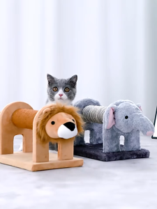 Sisal Rope Lion / Elephant with Spring Tail Cat Claw Scratcher Cat Toy Mini Cat Tree Interactive Toy