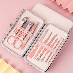 Rose Gold Eagle-nose Pliers Beauty Nail Salon Manicure and Pedicure Knife Set Nail Clipper Set 7-18 Piece Set of Care Tools