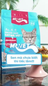 Thức ăn hạt MrVet dòng T4 1kg (Công thức 6 loại cá) hỗ trợ sáng mắt giảm mùi chất thải dành cho mèo -T3 PETS SHOP