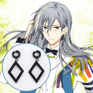 Drifting Wig Idolish 7000 Yuki Ear Clip Folding Silk Thousand Bucket Cos Eardrops Earrings Accessories Black Titanium Steel