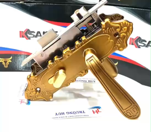 Ksaite TB99 - Khoá tay gạt cửa PHÒNG dài 200 mm màu nâu hoa vân cổ điển dùng cho cửa gỗ - đổi trả 14 ngày