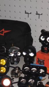 2 Pcs Motorcycle Mini Driving Light Skull Spotlight LED Two-Color Spotlight Headlight Waterproof IP68