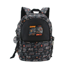 กระเป๋านักเรียนขนาด16นิ้วของเด็กผู้ชายกระเป๋ากันน้ำสำหรับเด็กลายการ์ตูนคอนโซลเกม Tas Ransel Anak Laki Laki เด็กกระเป๋าดำ