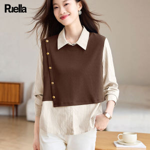 puella | Elegant Loose Faux Two-Piece Shirt Womens
