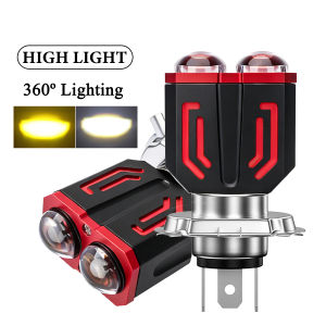 KEVANLY | 1Pc H4 BA20D H6 LED Bulb Motorcycle Headlight Bulb CSP Projector 2Lens White Yellow Hi low Beam Lamp DRL Driving Lamp Fog Lights