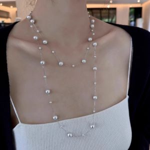 Stylish Long Pearl Necklace