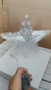 Christmas Tree Topper Star Decoration With Lights Creative Glowing Christmas Party Decoration
