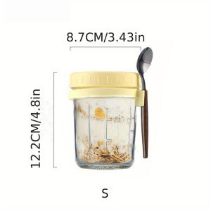Portable Overnight Oat Glass Cup Water Mug With Spoon Breakfast Mason Salad Can Yogurt Tumbler Heat Resistant Juice Milk Cup