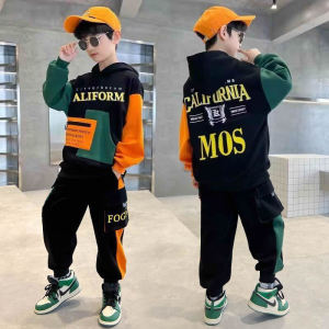 Autumn Boy Sets Children Hoodies Clothes Suit Kid  Letter Printed Sweatshirts Top Pants 2 Piece Children  Patchwork Tracksuits