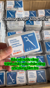COMBO 5 Hộp 250 Chiếc Tăm Chỉ Nha Khoa tiệt trùng Vệ Răng Miệng làm sạch mảng bảm Chân Răng- Chuyên dụng bảo vệ răng miệng hiệu quả - Hộp 50 chiếc Tăm Chỉ Nha Khoa