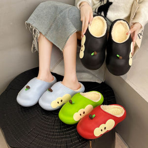 Dép Đi Trong Nhà Mùa Đông Đế Dày Chống Trượt PVC EVA Lót Cotton Dép Xăng Đan Hoạt Hình Cho Nữ Đế Dày Ấm Áp Thoải Mái