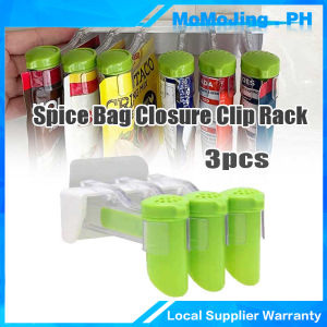 3 Grids Wall Mount Spice Pouch Closure Clip Sealing Spice Bag Closure Clip